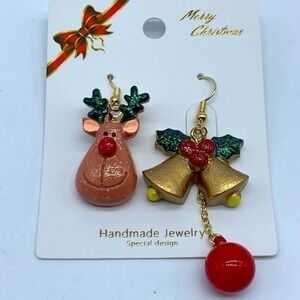 New Rudolph, bells & mistletoe christmas earrings